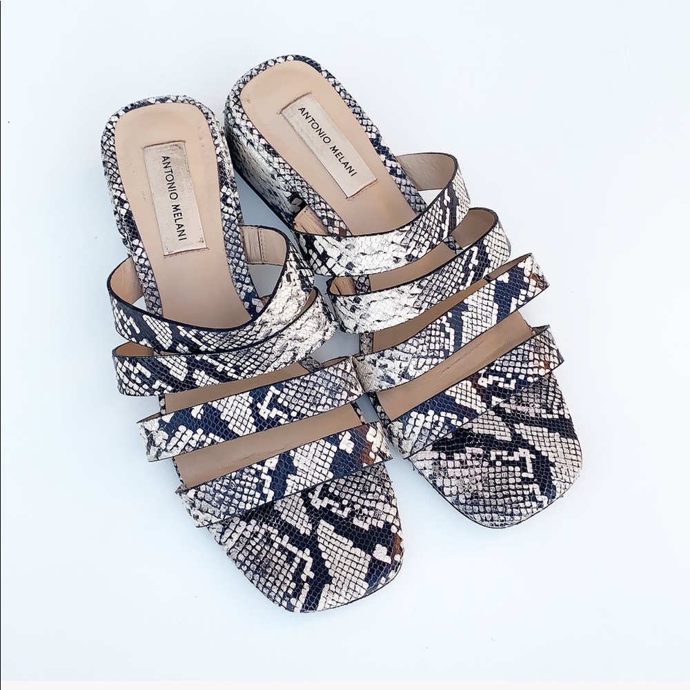 Antonio Melani Snake Python Strappy Mules Sandals - image 2